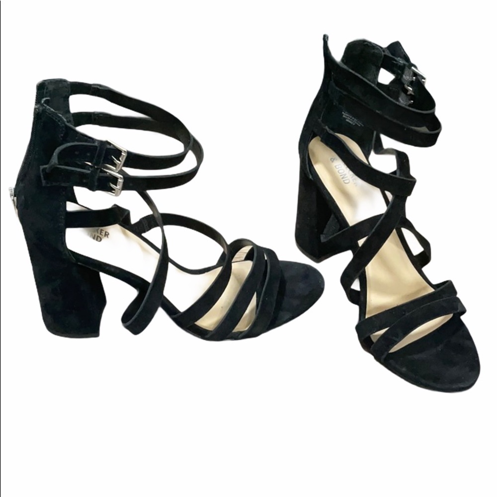 Black Strappy Chunky Heels